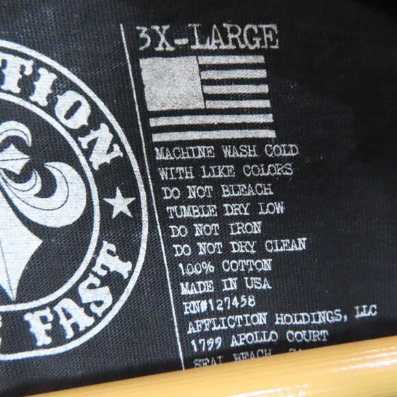 Affliction Live Fast Shirt 3XL Black Cotton Short Sleeve Crew Neck Graphic Tee - Picture 8 of 9